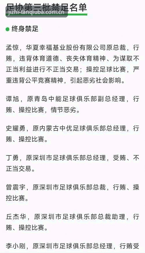 终身禁足与5年禁赛：中国足协第三批处罚名单的深度对比分析